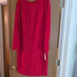 Eva Blue NWT Red Long Sleeve Sheath Cocktail Dress...size 12